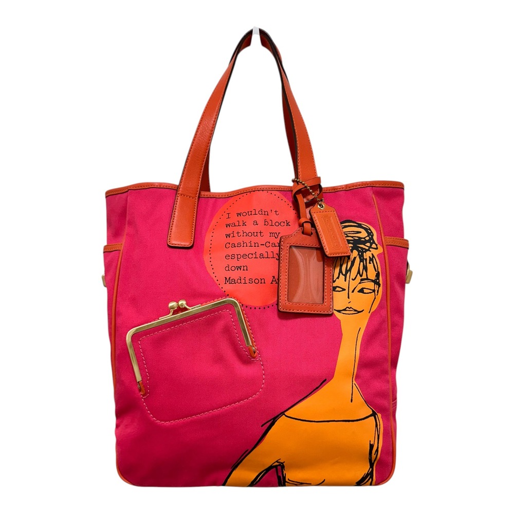 Coach Bonnie Cashin Carry Shopper Tote Canvas Fuchsia Orange 13379